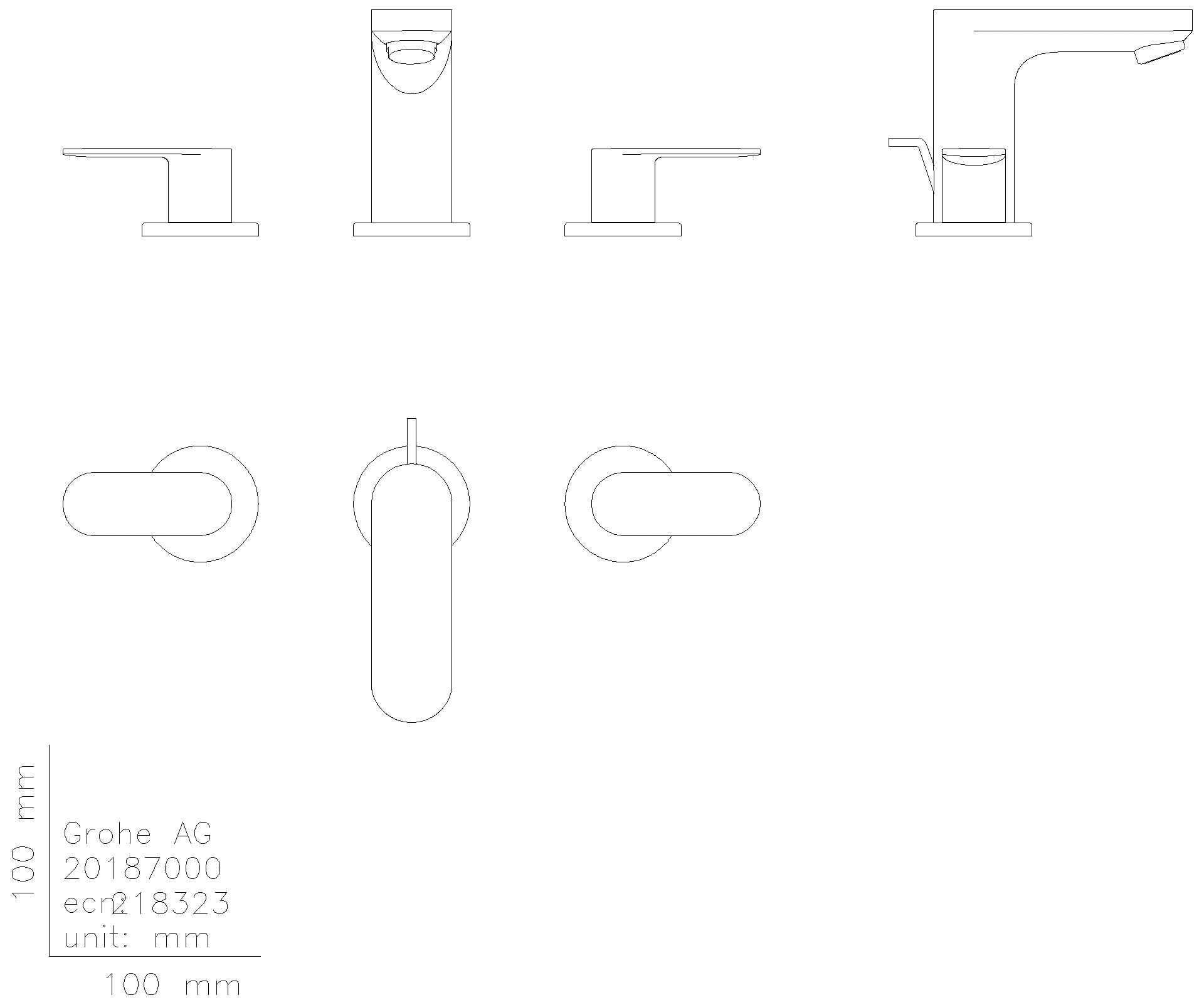 GROHE 3-Loch-WT-Batterie Eurosmart C 20187 Zugstangen-Ablaufgarnitur chrom