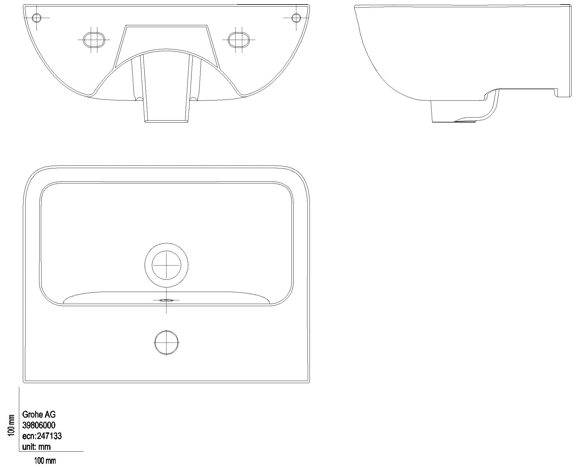 GROHE Handwaschbecken BauEdge Keramik 39806 wandhängend 450x350mm alpinweiß