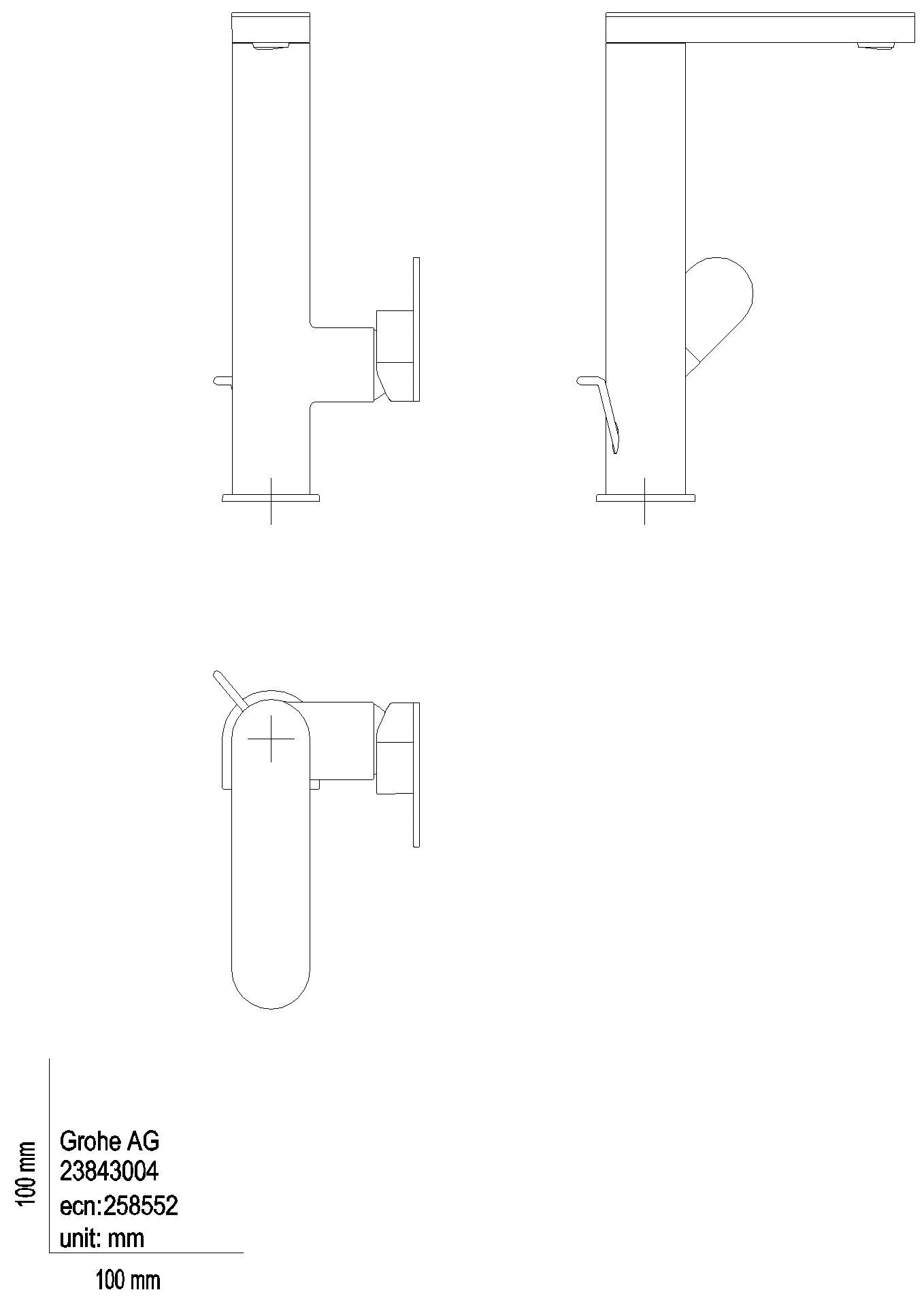 GROHE EH-WT-Batterie Plus 23843_4 L-Size azb. Auslauf Zst.Abl. hard graphite geb.
