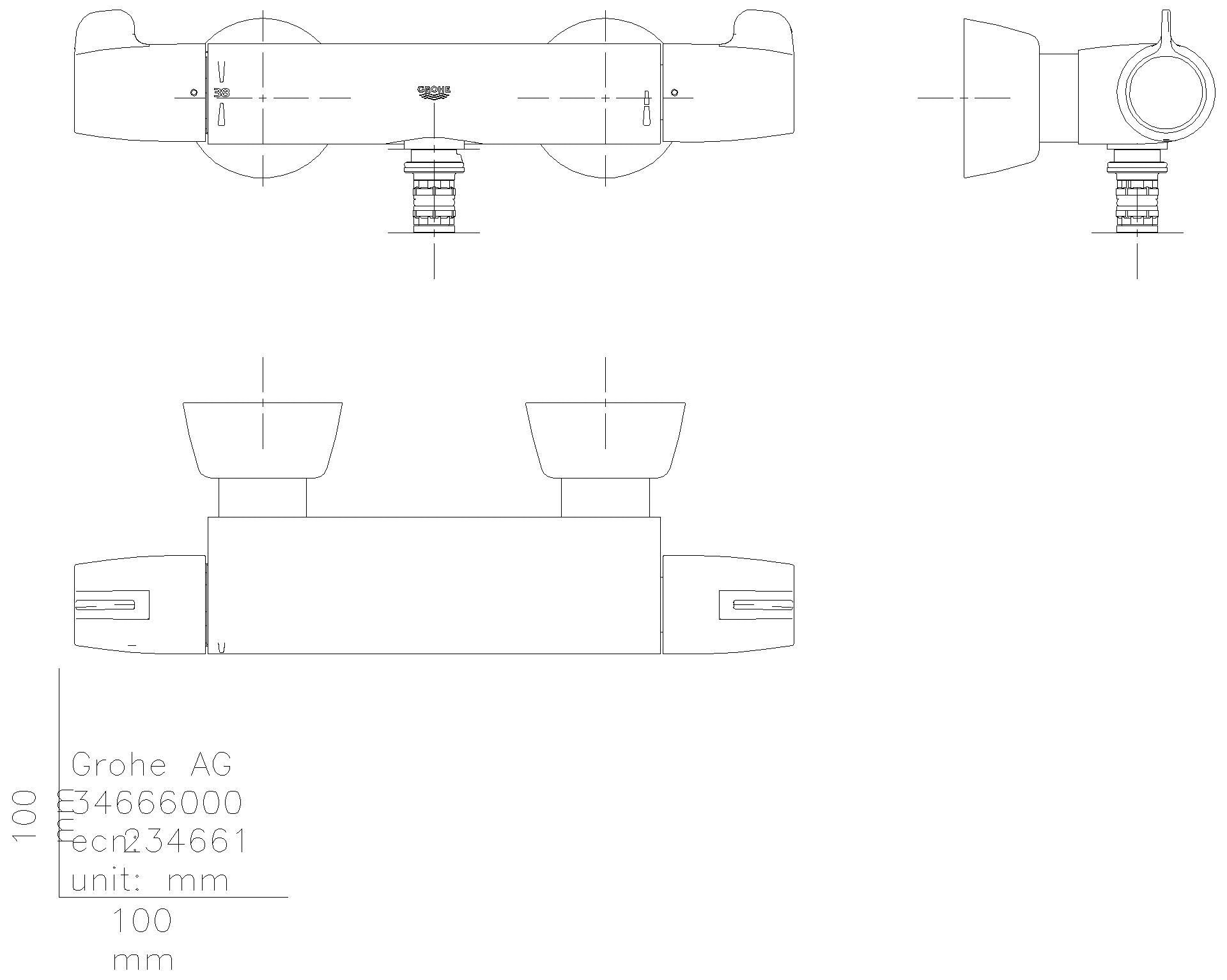GROHE THM-WT-Batterie Grohtherm Special 34666 mit verdeckten S-Anschlüssen chrom