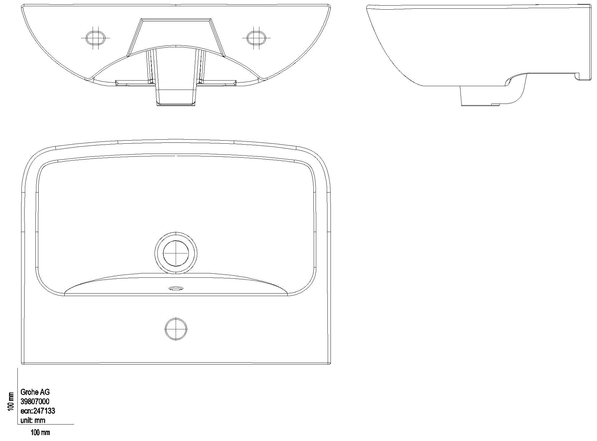 GROHE Waschtisch BauEdge Keramik 39807 wandhängend 550x400mm alpinweiß