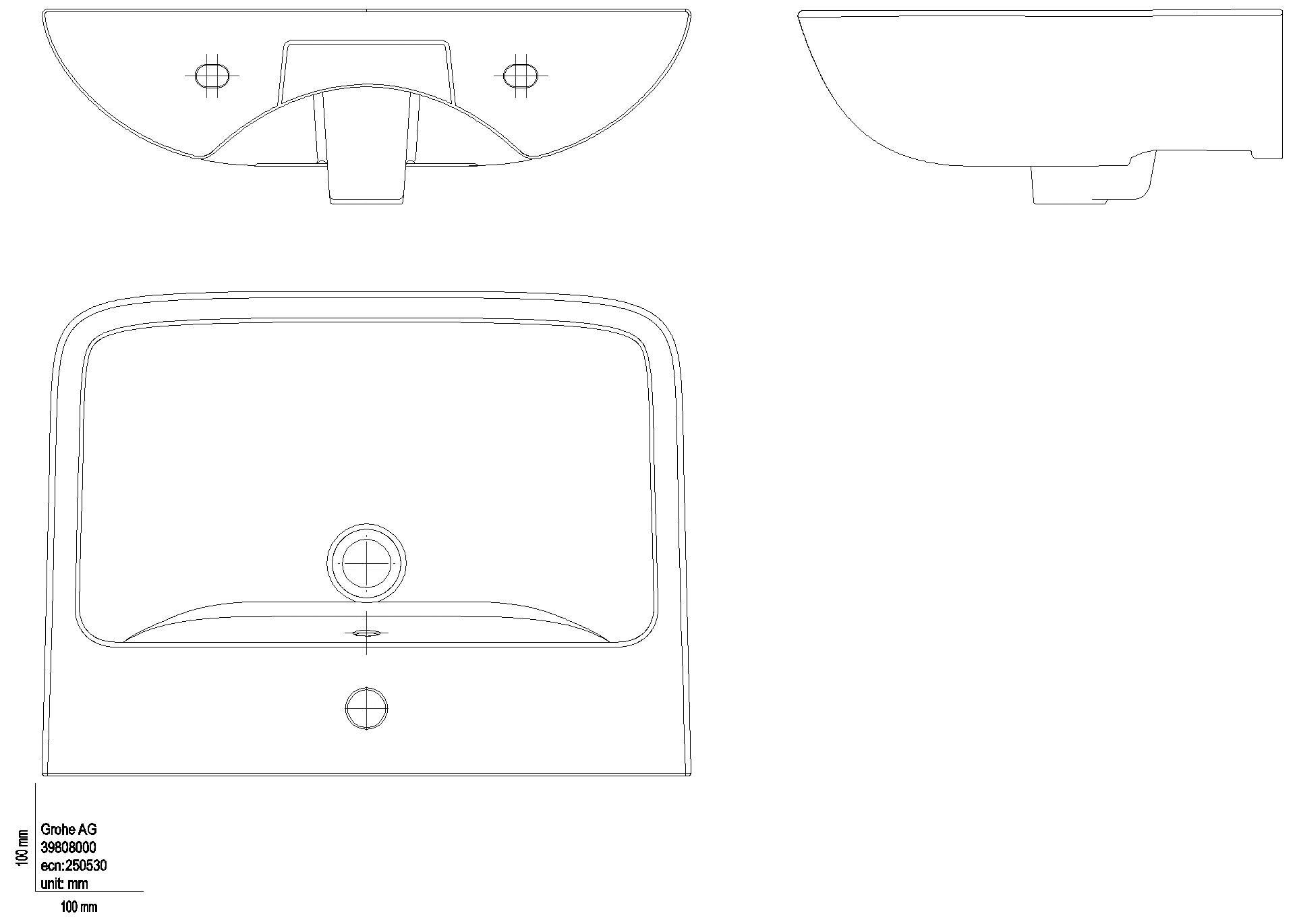 GROHE Waschtisch BauEdge Keramik 39808 wandhängend 600x448mm alpinweiß