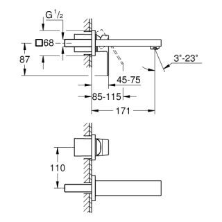 GROHE - GROHE Eurocube 2-Loch-WT-Wandbatterie FMS