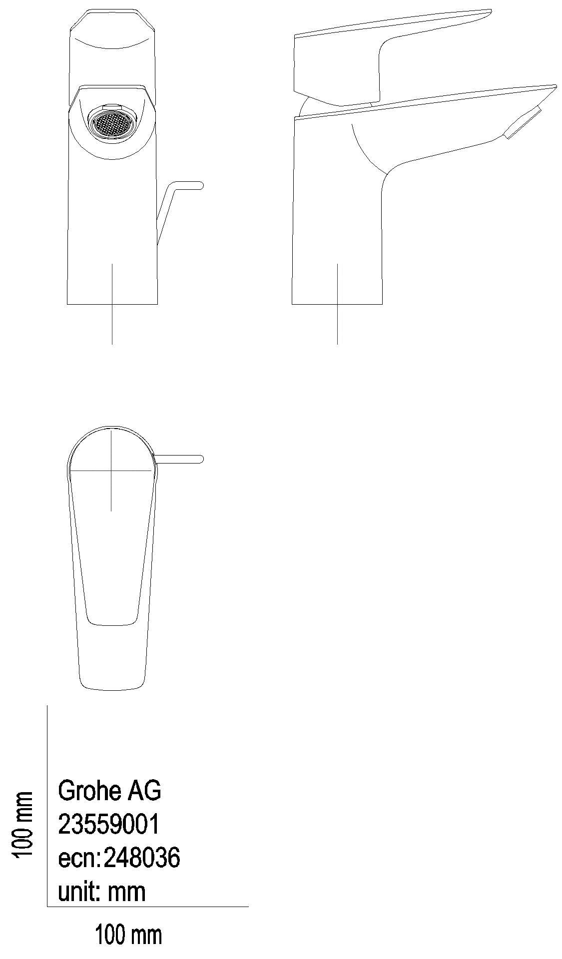GROHE EH-WT-Batterie BauEdge 23559_1 S-Size Mittelstellung kalt chrom