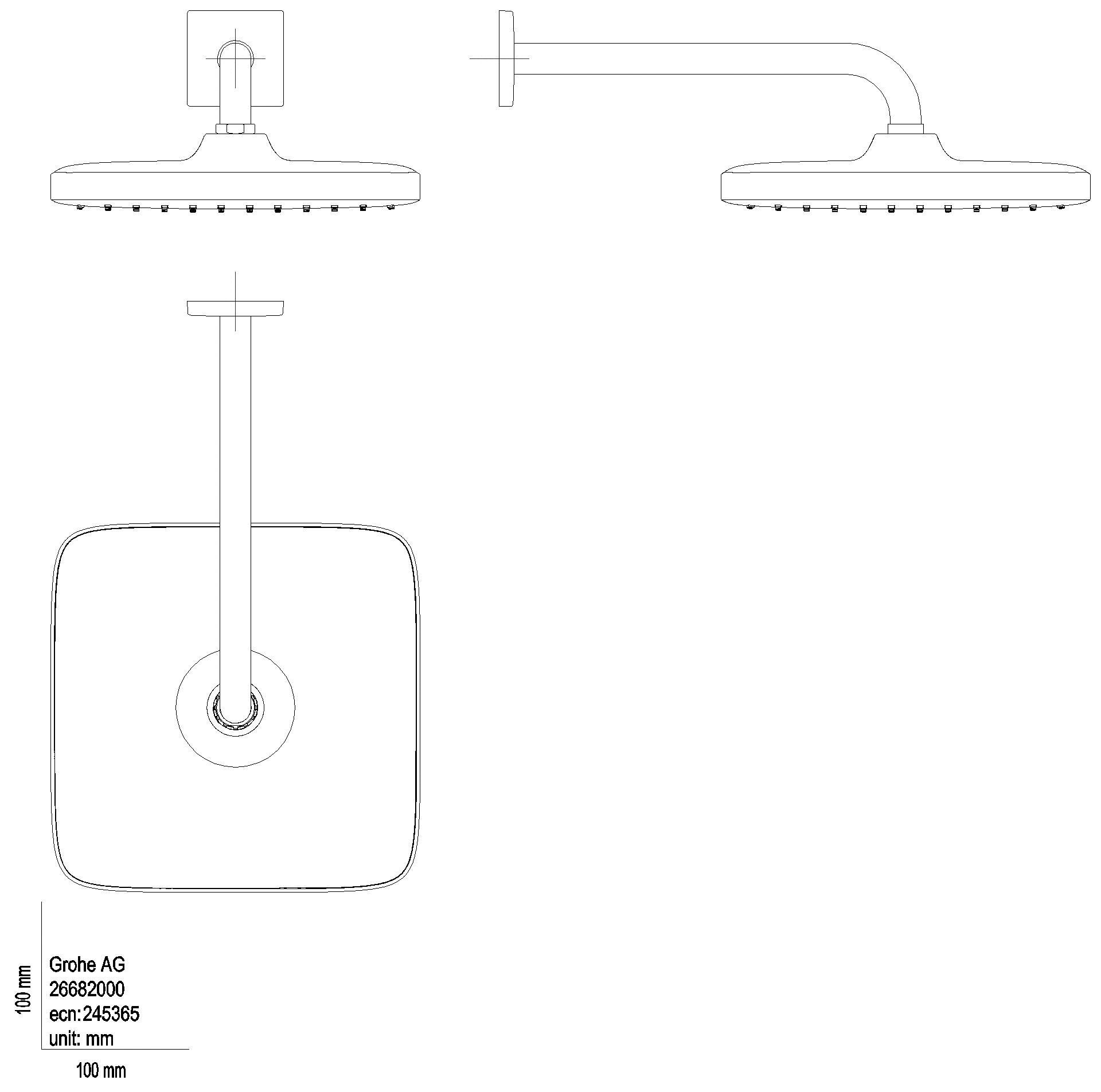 GROHE Kopfbrausenset Tempesta Cube 250 26687 BA 380mm 1 Strahl 8,3l chrom