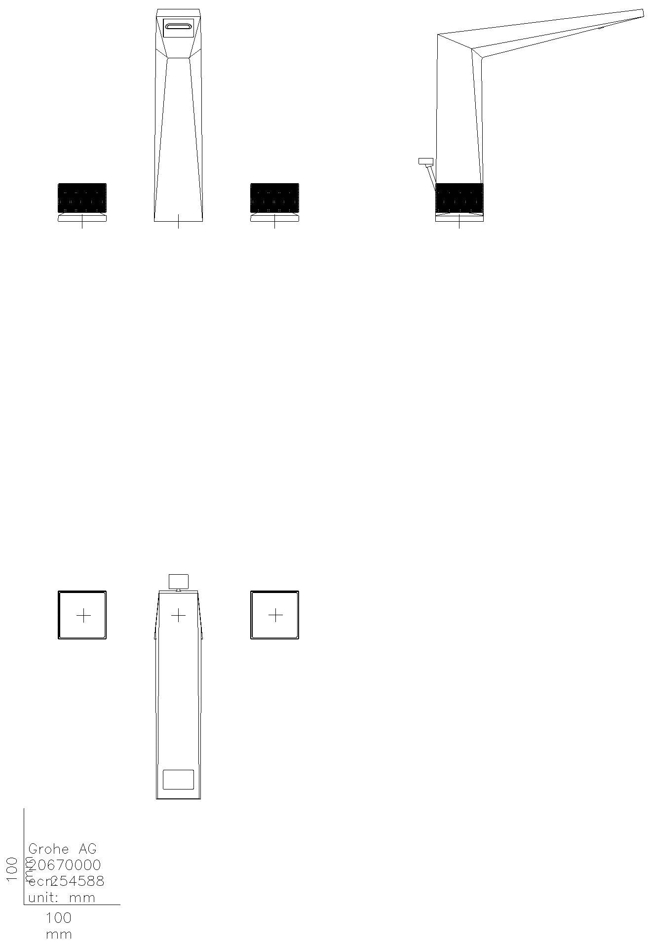 GROHE 3-L-WT-Batt. Allure Bril. PC 20670 Kubusbetätigung Rändel chrom