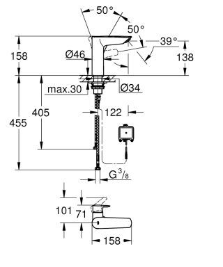 GROHE Eurosmart Hybrid-WT-Batterie GROHE - GROHE Eurosmart Hybrid-WT-Batterie