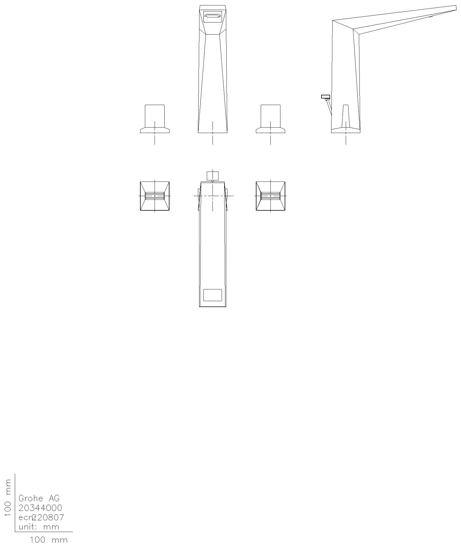 GROHE 3-Loch-WT-Batterie Allure Brilliant 20627 Zugst.-Ablaufgarnitur supersteel