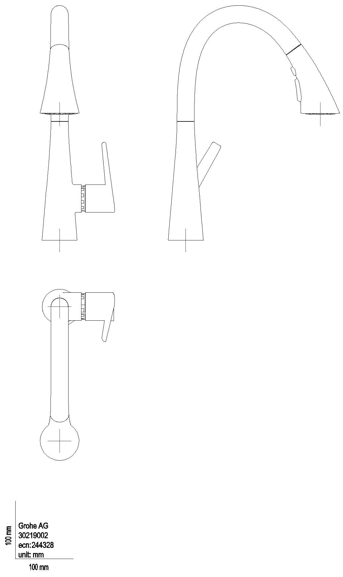 GROHE Elektron.-EH-SPT-Batterie ZedraTouch 30219_2 auszb. 3-Strahl-Spülbrause chrom