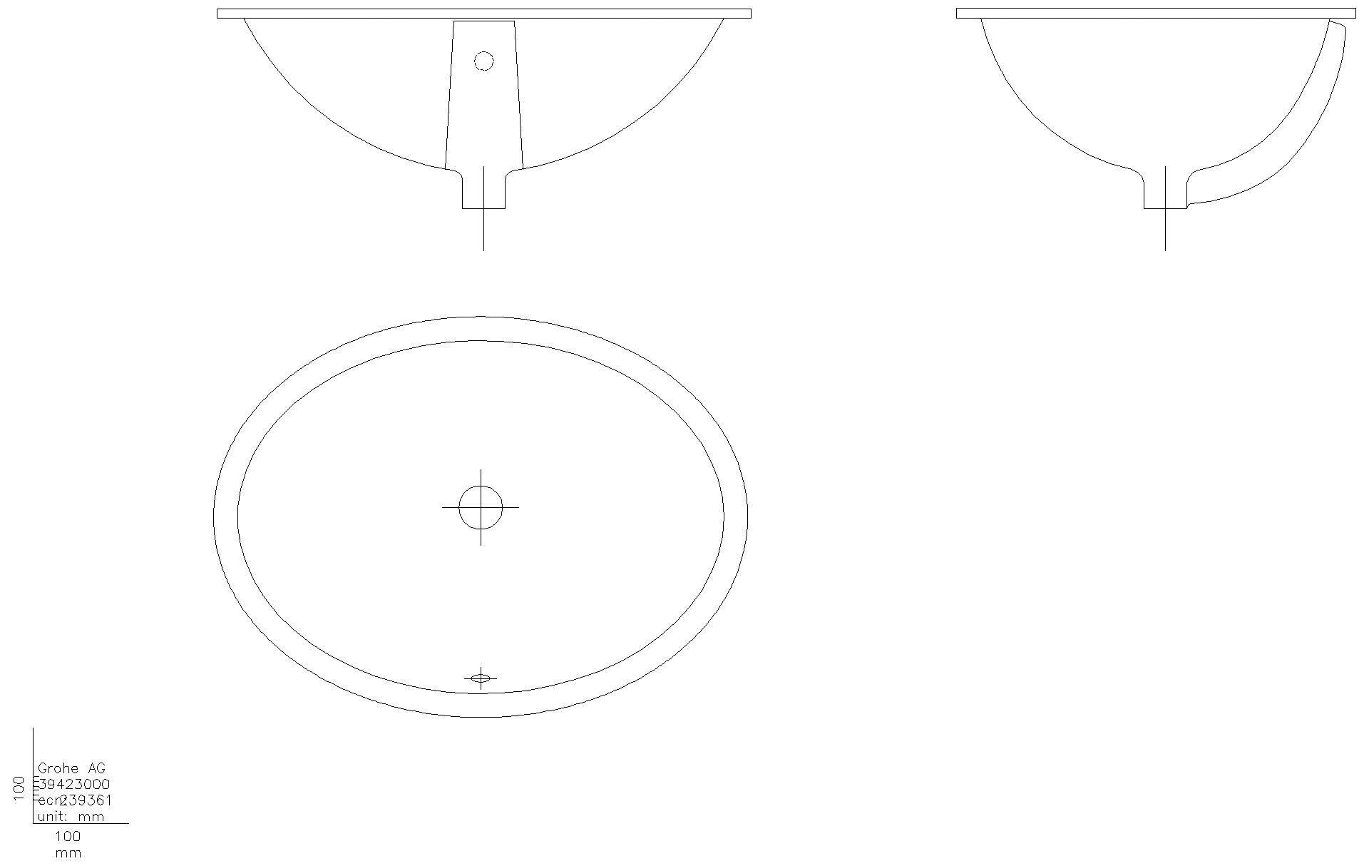 GROHE Einbauwaschtisch Universal 39423 55cm Montage von unten alpinweiß