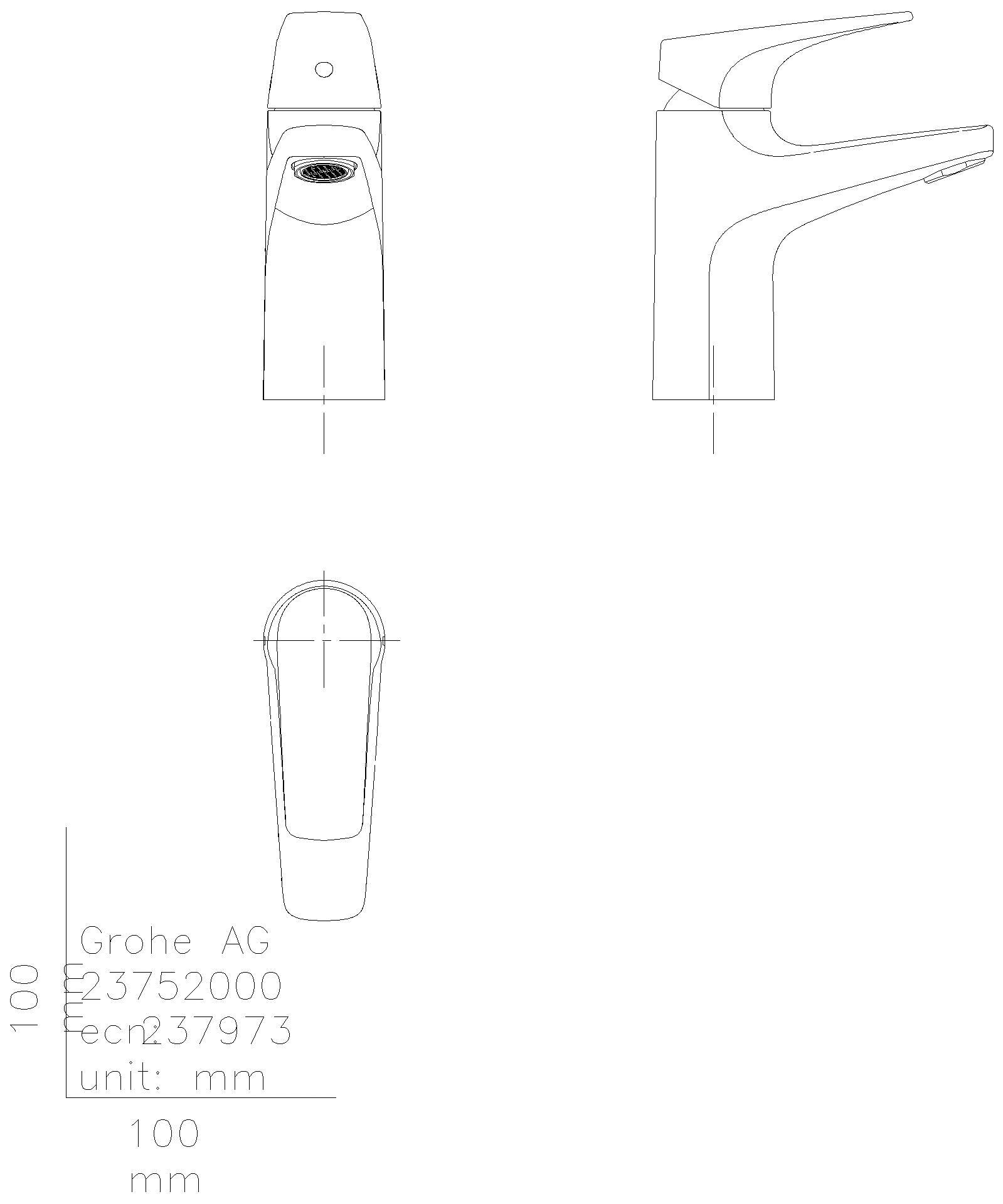 GROHE EH-Waschtischbatterie BauFlow 23752 S-Size glatter Körper chrom