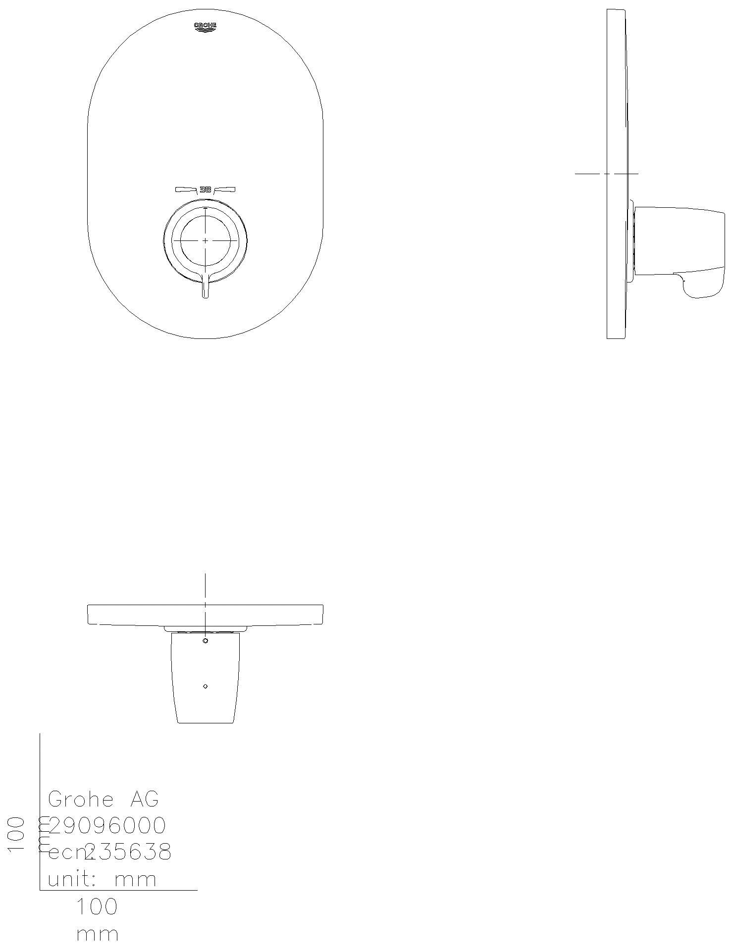 GROHE THM-Zentralbatterie Grohtherm Special 29096 FMS für Rapido T 35 500 000 chrom