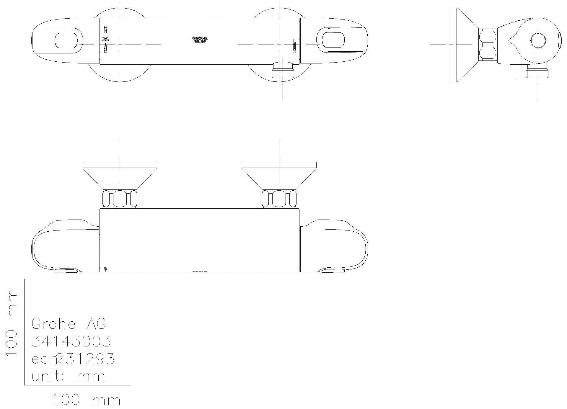 GROHE THM-Brausebatterie Grohtherm 1000 34550 QuickFix S-Anschlüsse chrom