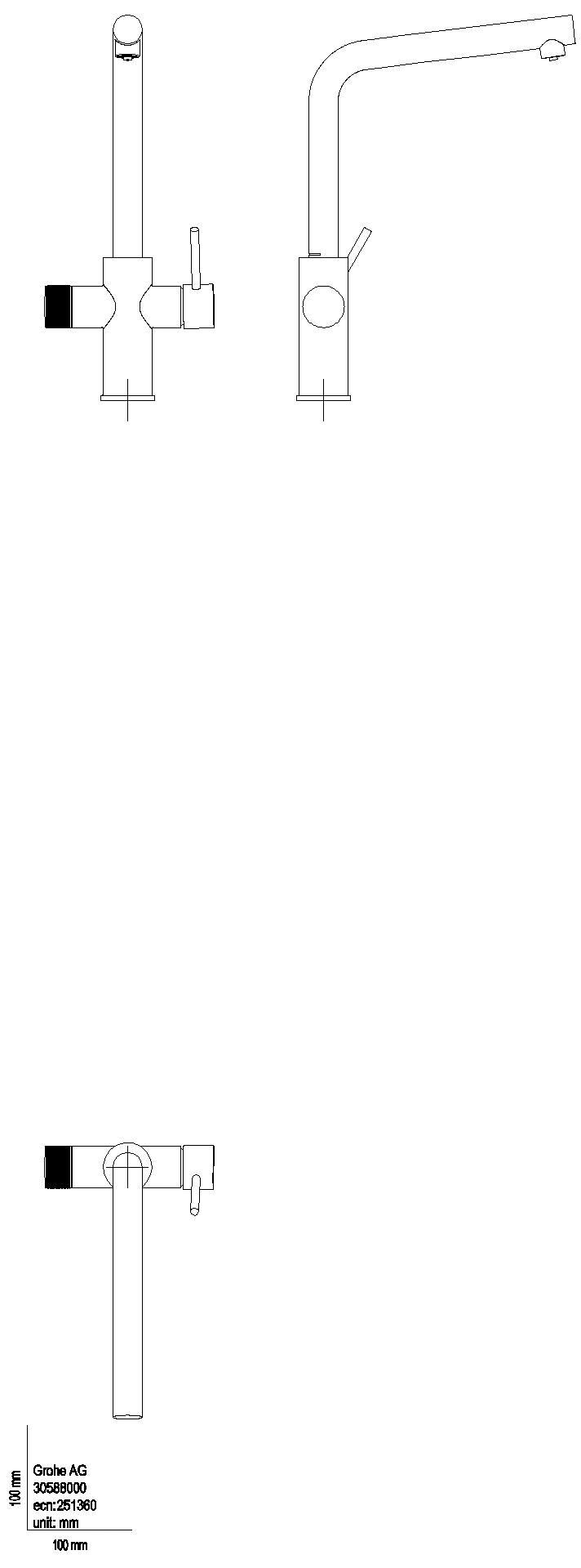 GROHE SPT-Batterie GROHE Blue Pure Minta 30588 L-Auslauf chrom