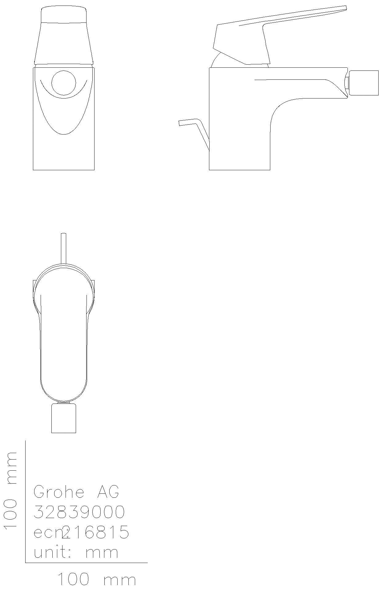 GROHE Bidetbatterie Eurosmart C 32839 DN15 mit Zugstangen-Ablaufgarnitur chrom