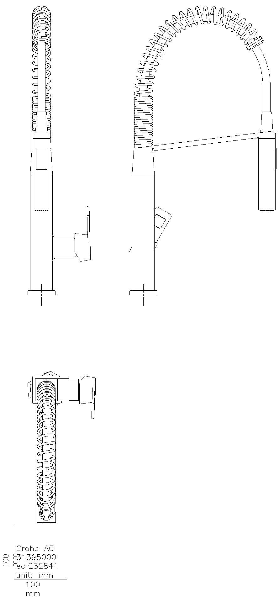 GROHE EH-SPT-Batterie Eurocube 31395 mit Profibrause supersteel