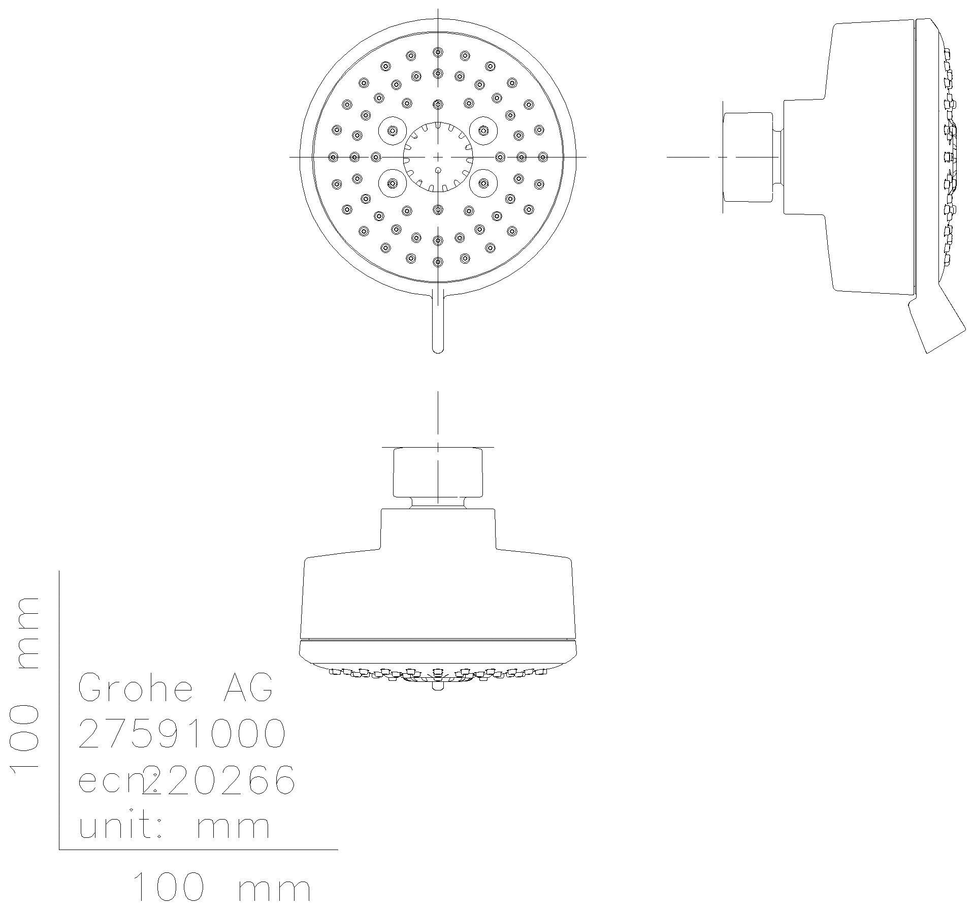 GROHE - GROHE Kopfbrause Tempesta C 100 27591_1 4 Strahlarten 8,5l/min chrom