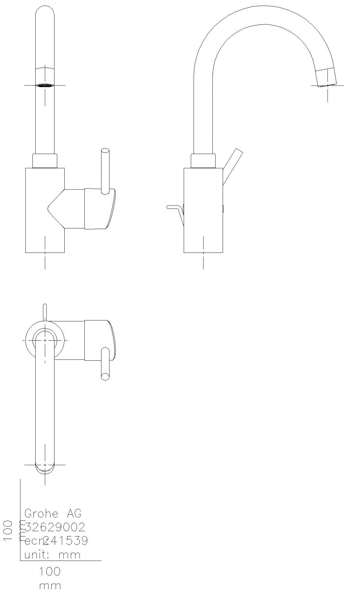 GROHE EH-WT-Batterie Concetto 32629_2 L-Size Bogenauslauf chrom