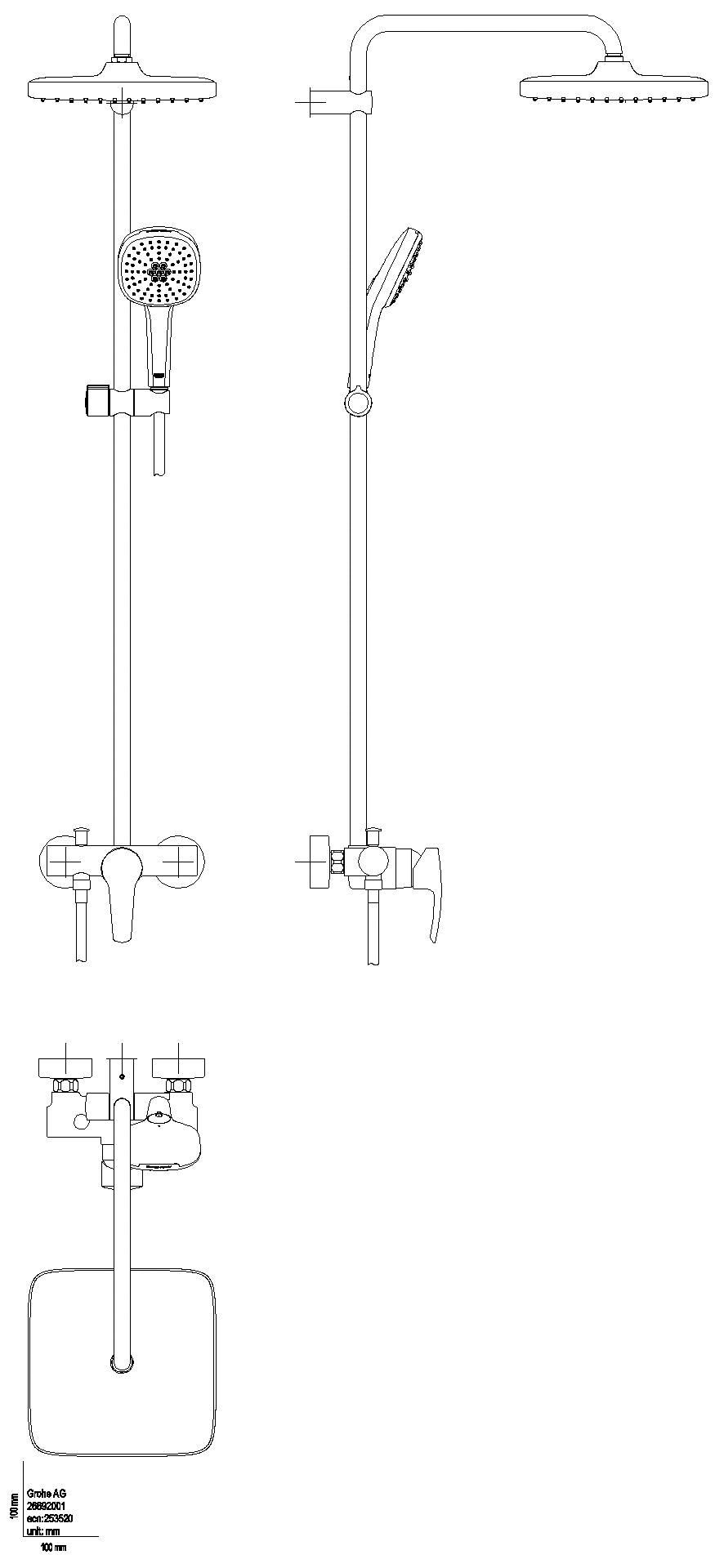 GROHE Duschsystem Tempesta 250 Cube 26692_1 Brause-EHM KB T. 250 Cube chrom