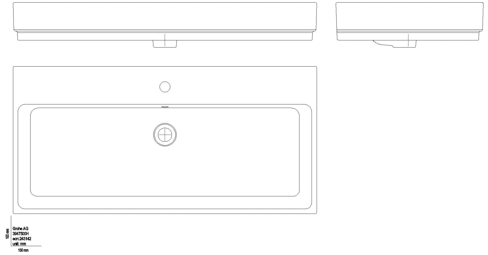 GROHE Aufsatzwaschtisch Cube Keramik 39475 100cm PureGuard alpinweiß