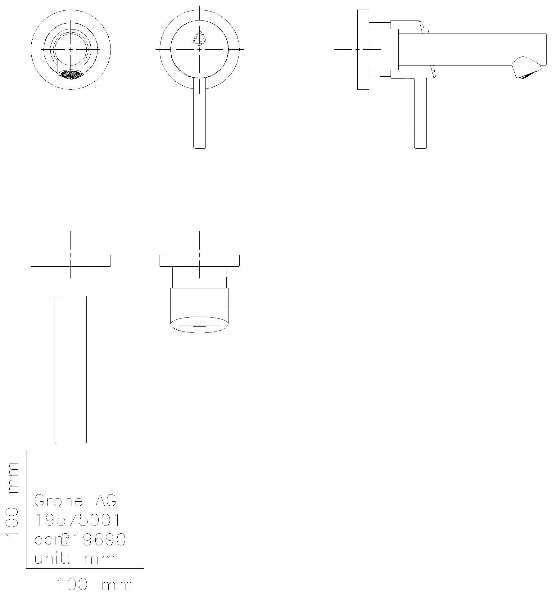 GROHE 2-L-WT-Batterie Concetto 19575_1 Wandmontage Fertigmontageset chrom