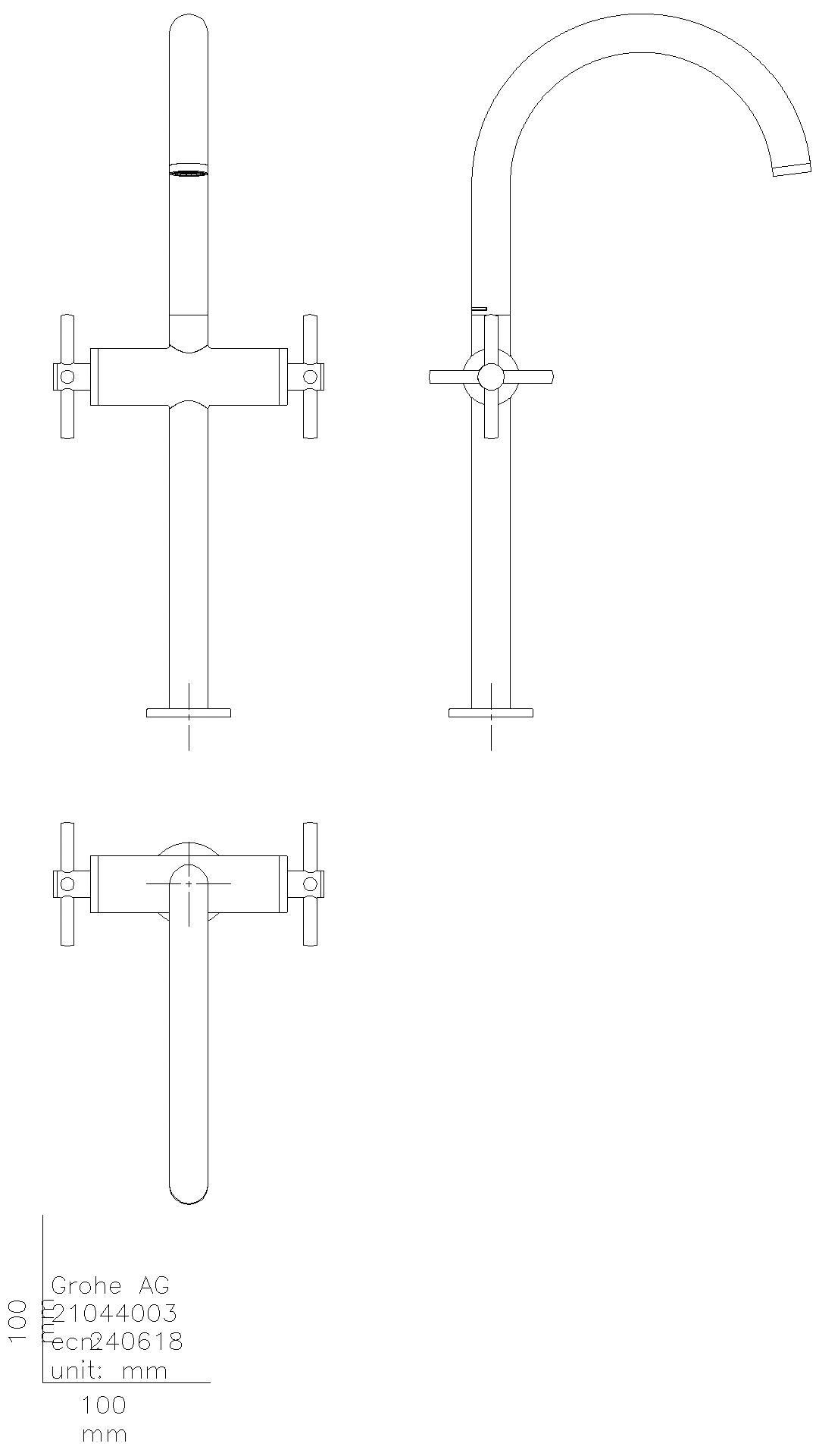 GROHE - GROHE WT-Einlochbatterie Atrio 21149 XL-Size Kreuzgriff cool sunrise
