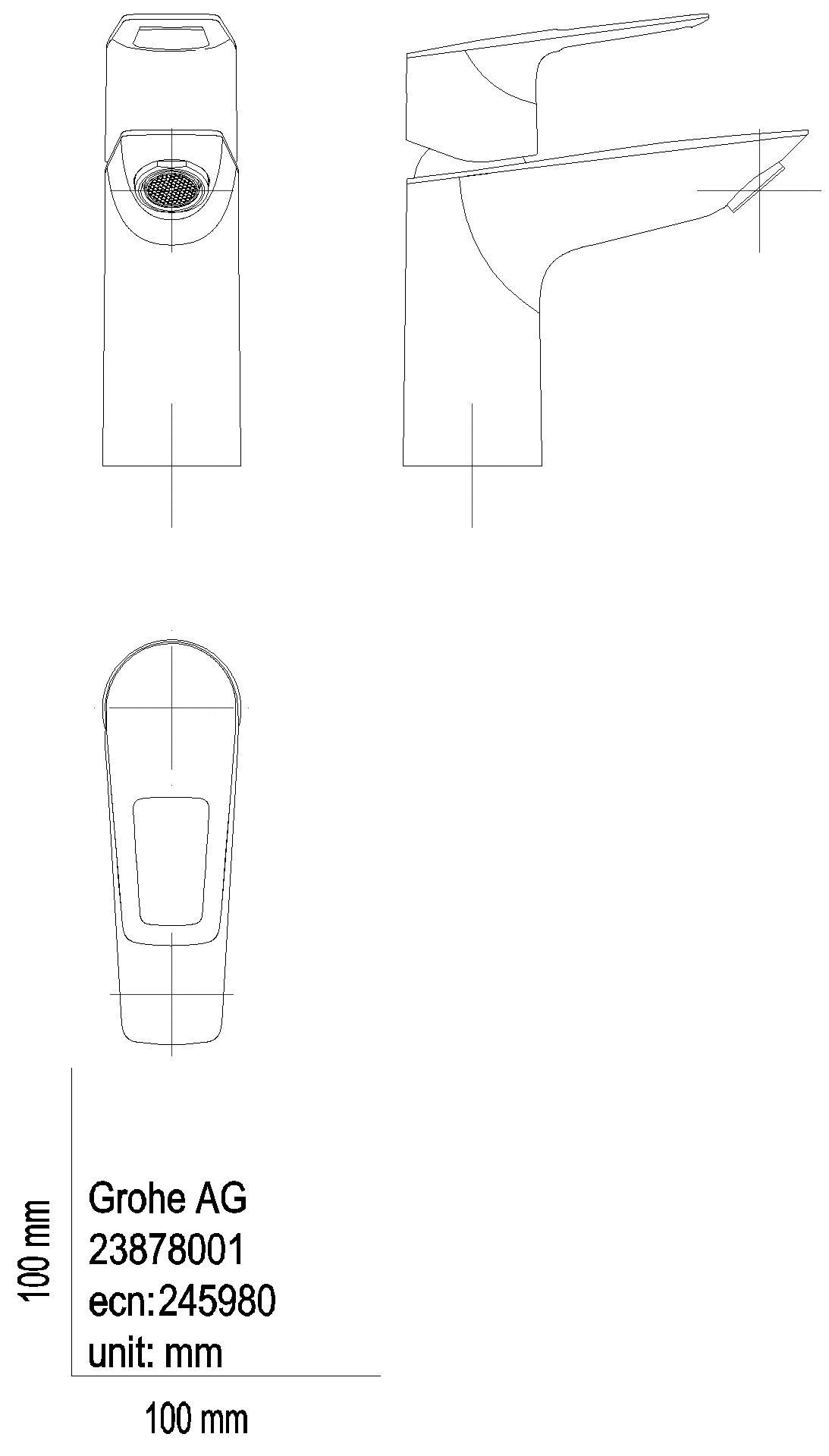 GROHE EH-WT-Batterie BauLoop 23883_1 S-Size MST kalt PushOpen Ablgrt. chrom