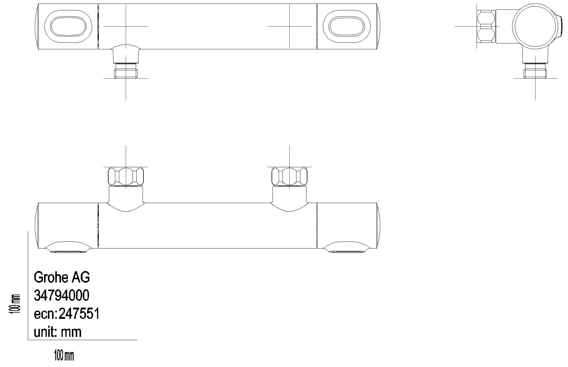 GROHE THM-Brausebatterie Grohtherm 500 34794 Wandmont. ohne S-Anschlüsse chrom