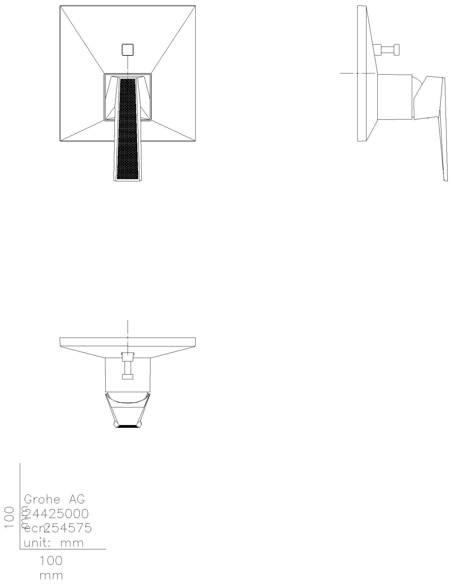 GROHE Wannenbatterie Allure Brilliant PC 24425 FMS Griff Rändelstruktur chrom