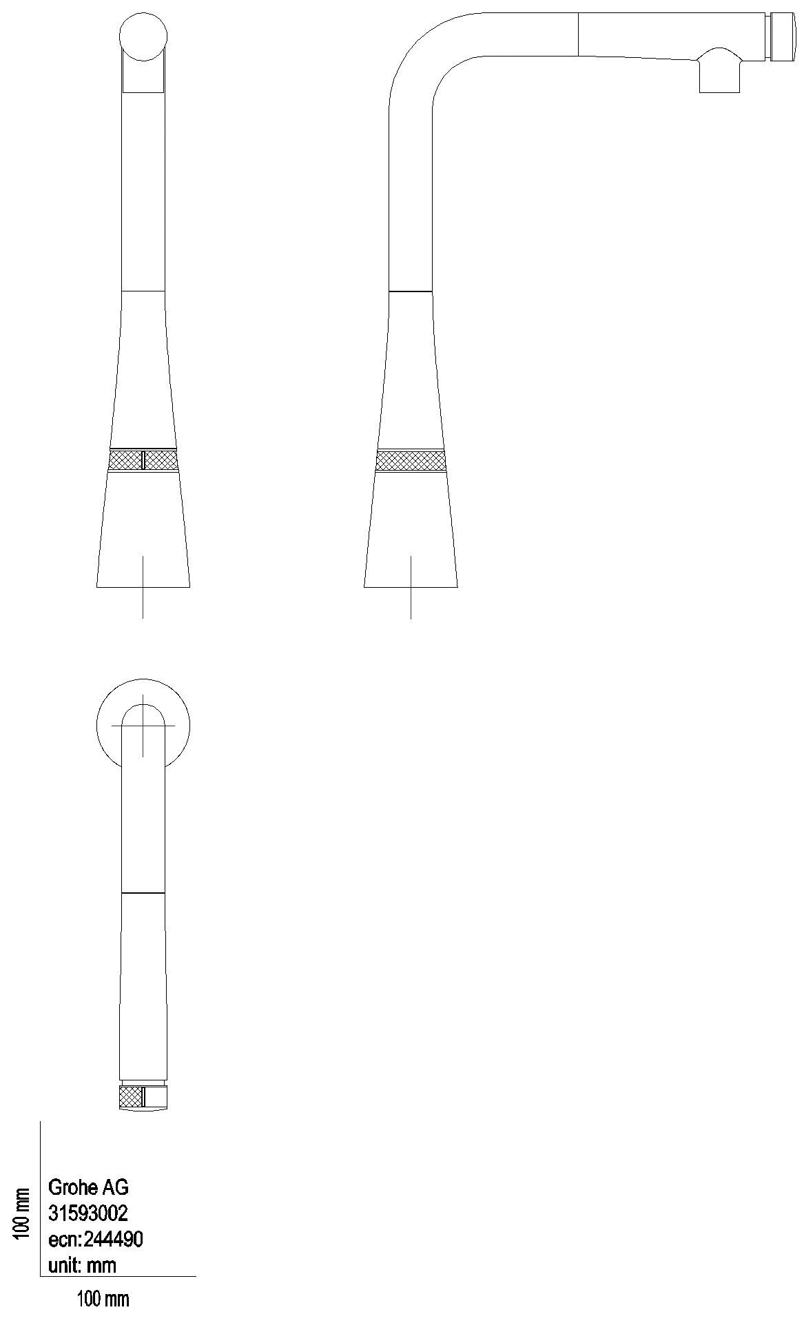 GROHE SPT-Batterie Zedra Smart Control 31593_2 L-Ausl. auszb. Spülbrause chrom