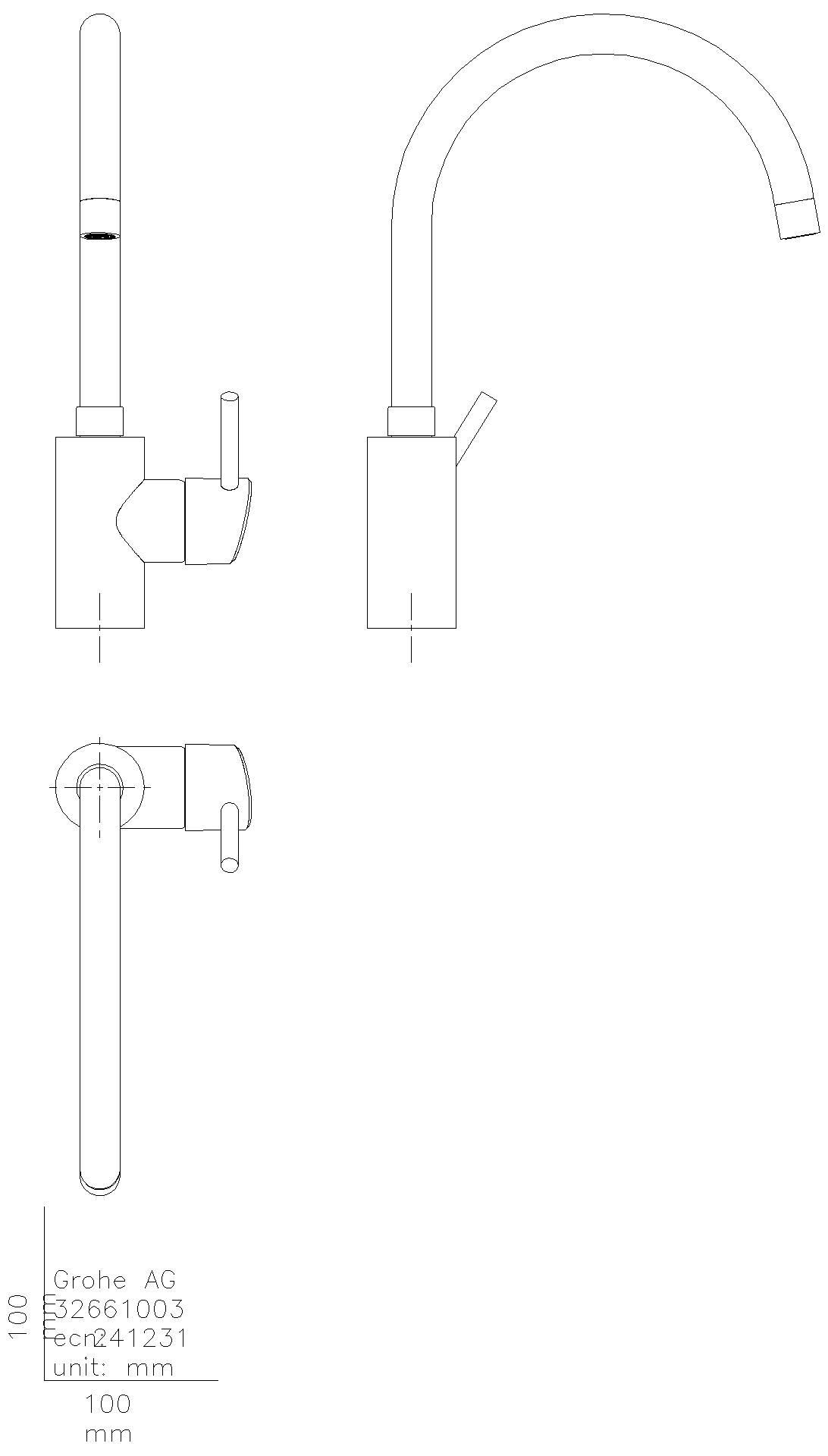 GROHE EH-SPT-Batterie Concetto 32661_3 hoher Auslauf chrom