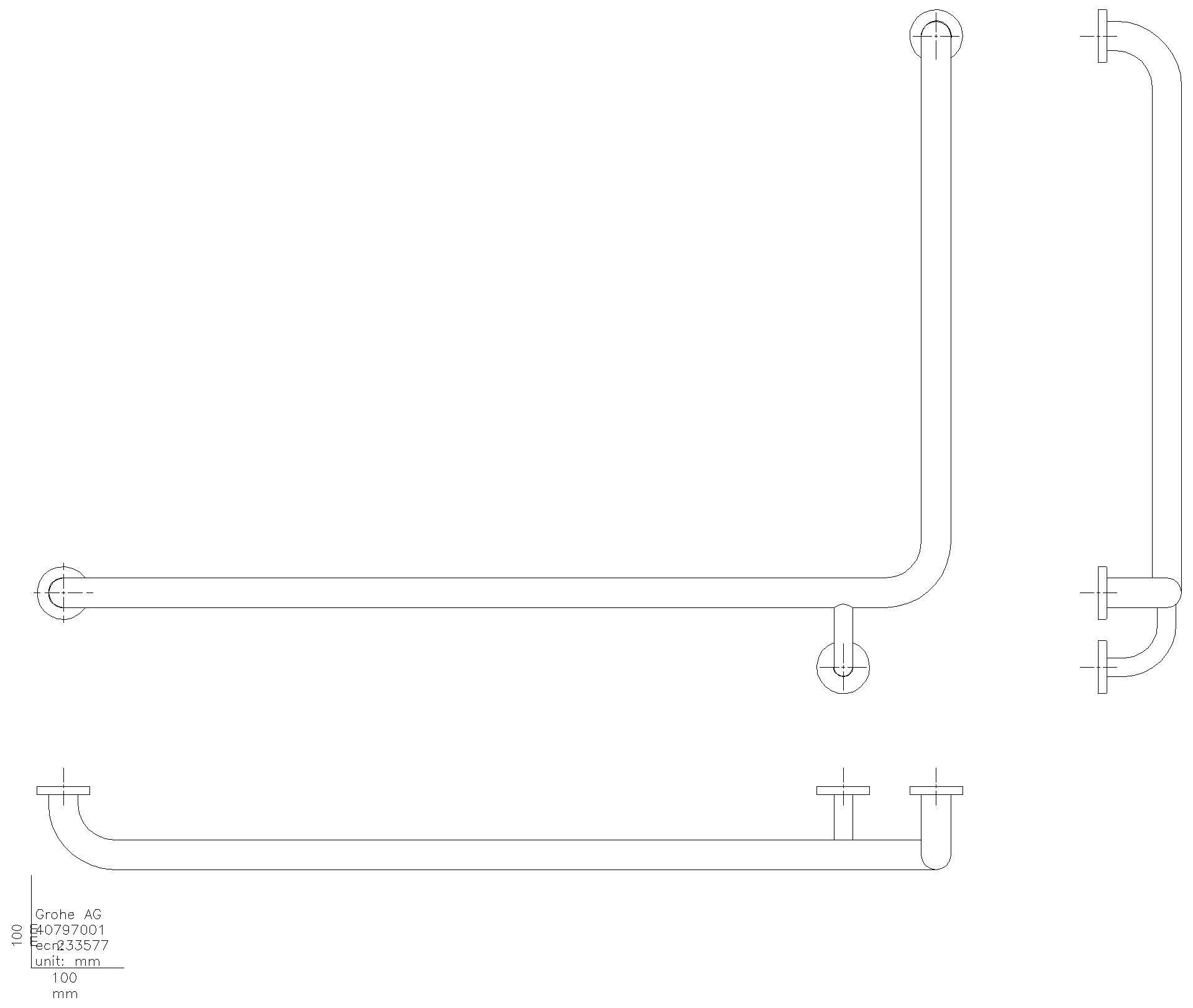 GROHE - GROHE Wannengriff Essentials 40797_1 L-Form 940 x 600mm Metall chrom