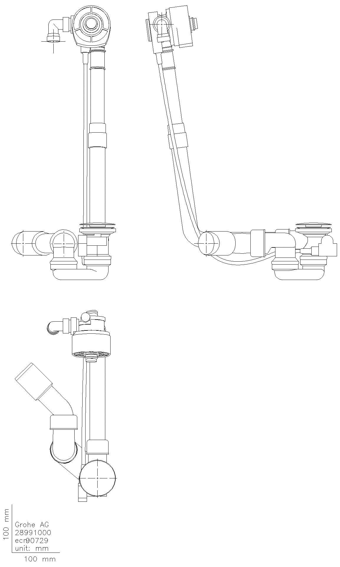 GROHE Wannenfüll-/Ab-/Überlaufgarnitur Talentofill 28991 Unterbau Körperformw.