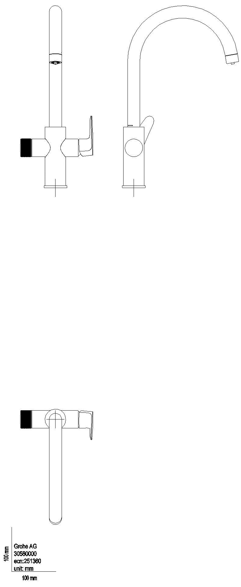 GROHE SPT-Batterie GROHE Blue Pure BauCurve 30580 C-Auslauf chrom