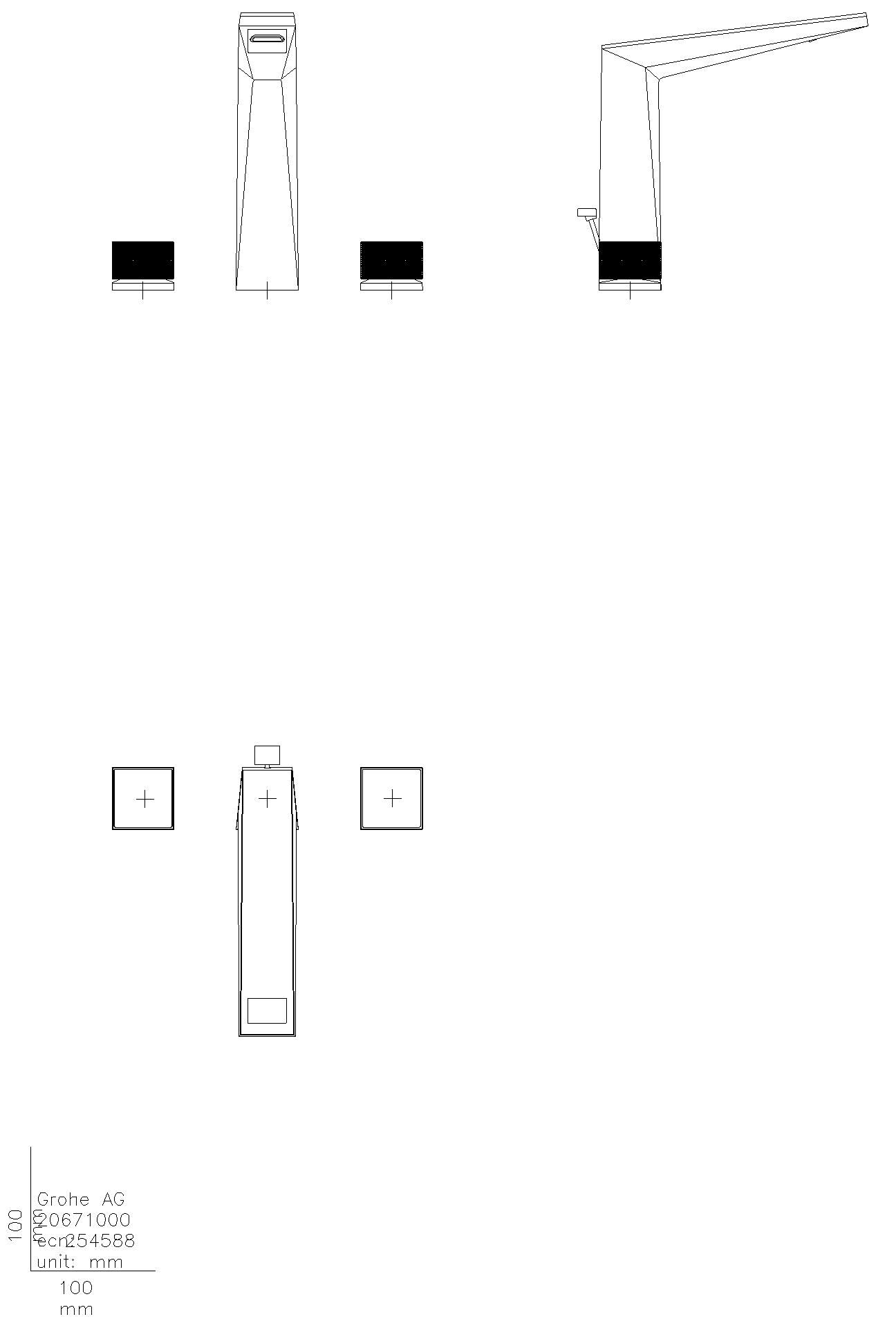 GROHE 3-L-WT-Batt. Allure Bril. PC 20672 Kubusbet. VN-Ceasarstone supersteel