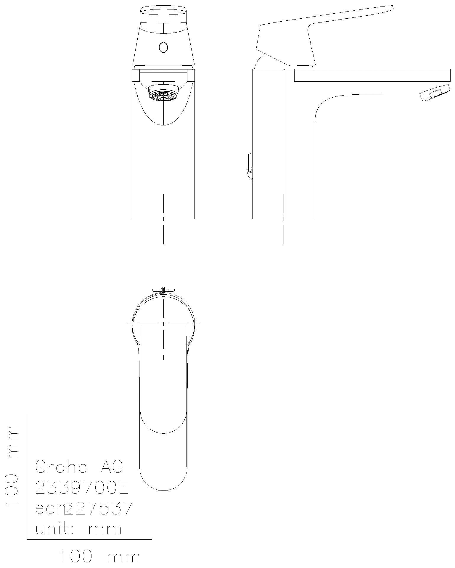 GROHE EH-WT-Batterie Eurosmart C 23397 mittelh. Kette Mittelstellung kalt chrom