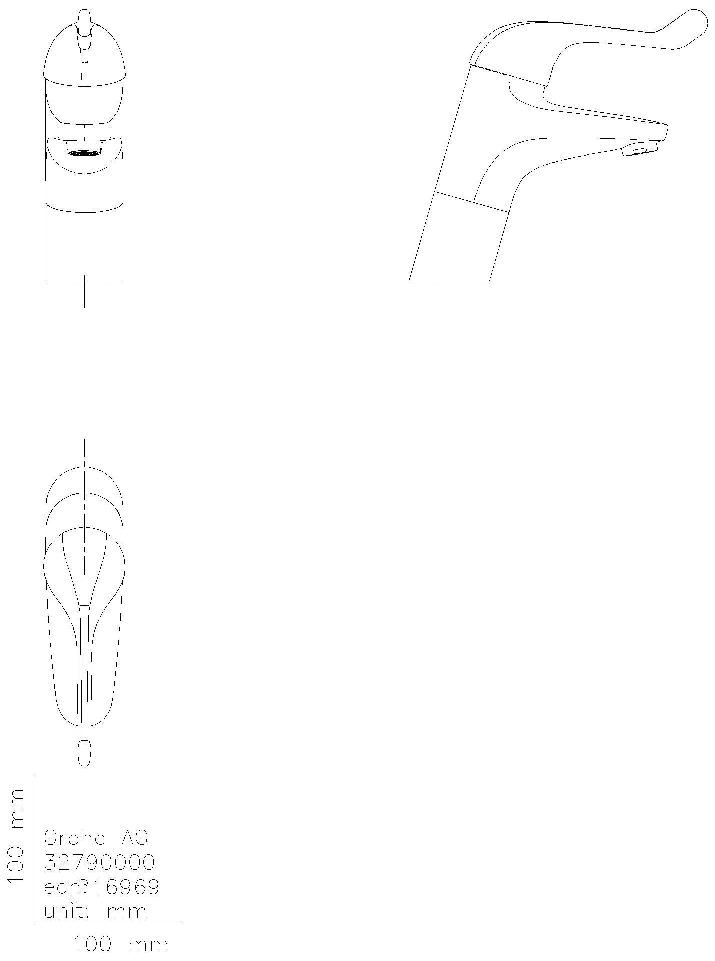 GROHE Sicherheitsmisch-WT-Batterie Euroeco Special 32790 hoch glatter Körper chrom