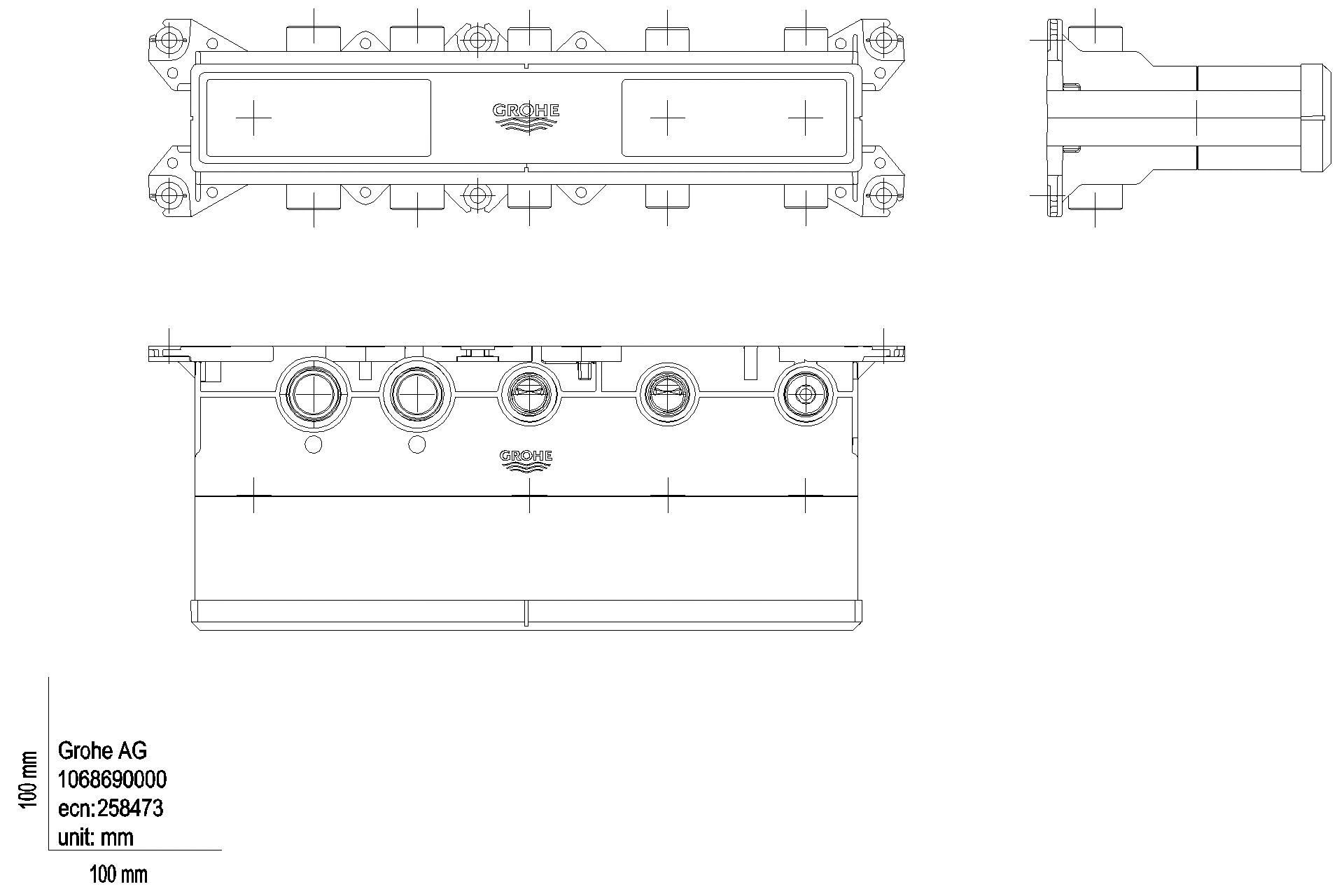 GROHE THM-UP-Einbaukörper GRT Aqua Tiles 106869 3 Ventile
