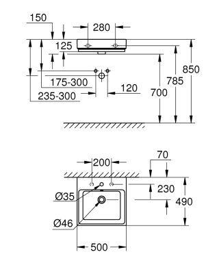 GROHE Cube Keramik Waschtisch GROHE - GROHE Cube Keramik Waschtisch