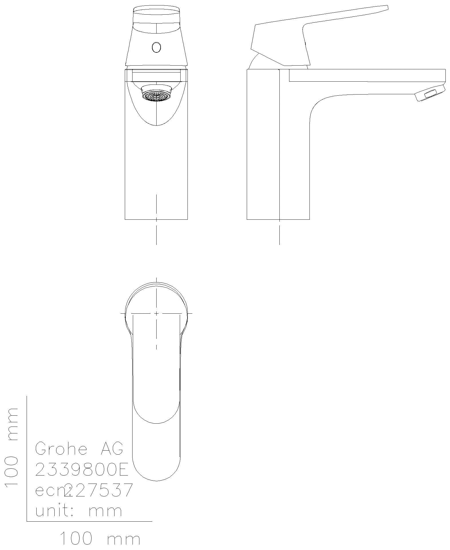 GROHE EH-WT-Batterie Eurosmart C 23398 mh. gl. Körper Mittelstell. kalt chrom