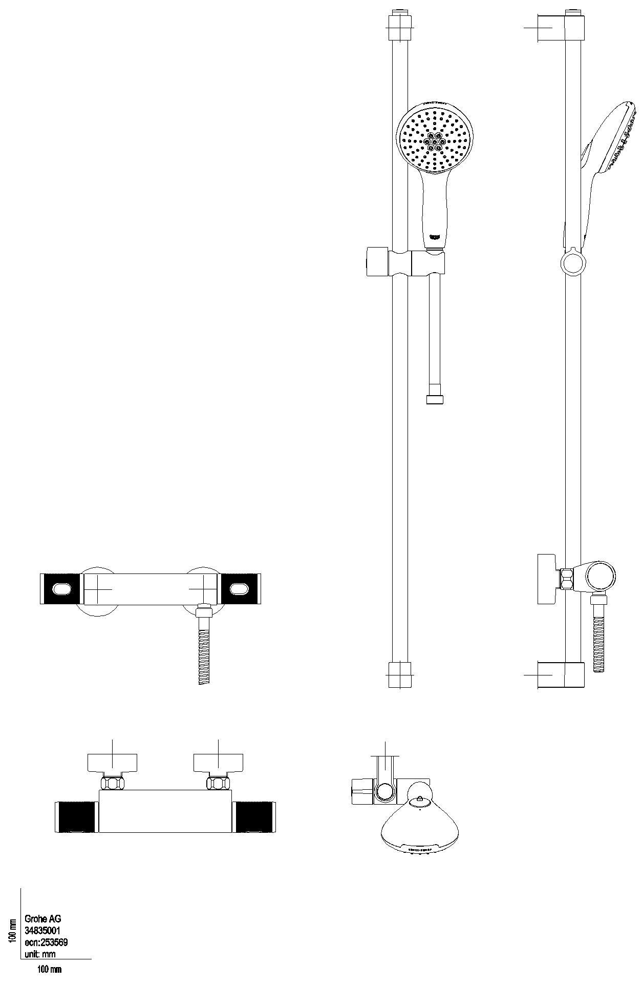 GROHE THM-Brausebatterie Grohtherm 1000 Performance 34835_1 Br.-grt. 900mm chrom