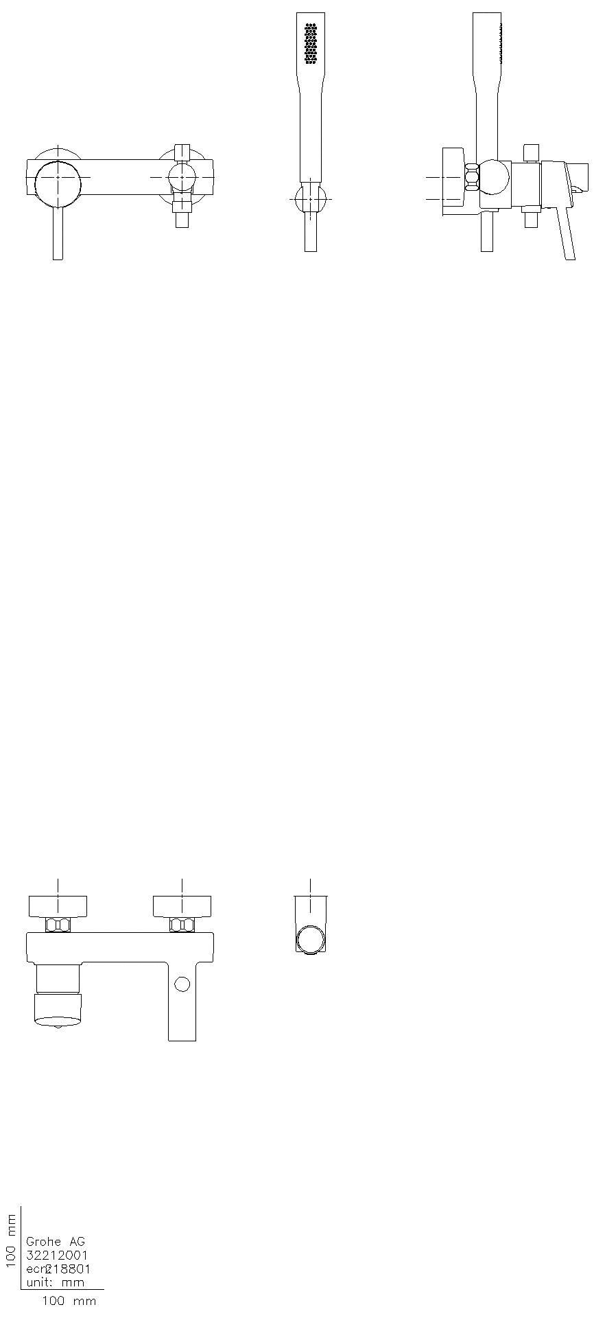 GROHE EH-Wannenbatterie Concetto 32212_1 Wandmontage mit Euphoria Brauseset chrom