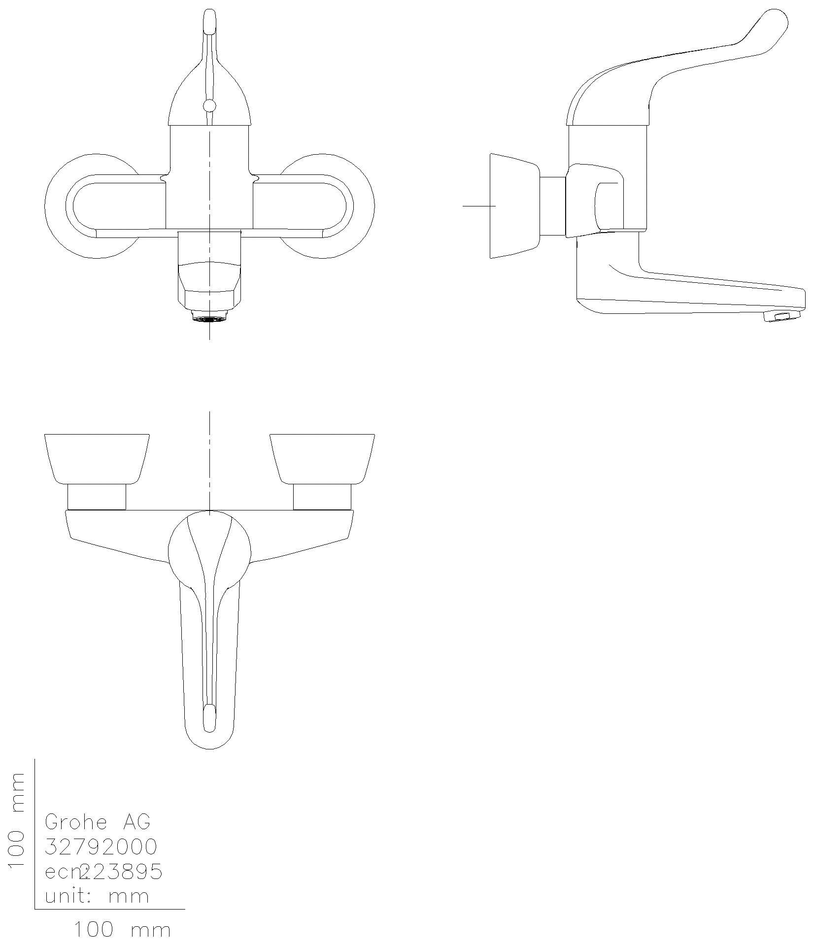 GROHE Sicherheitsmisch-WT-Batterie Euroeco Special 32792 Wandm. Ausl. 197mm chrom