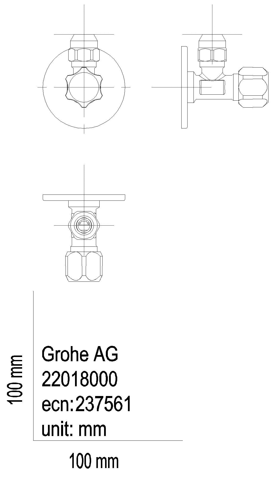 GROHE - GROHE Eckventil 22018 1/2x3/8'' mit Quetschverschraubung 10mm Rosette chrom