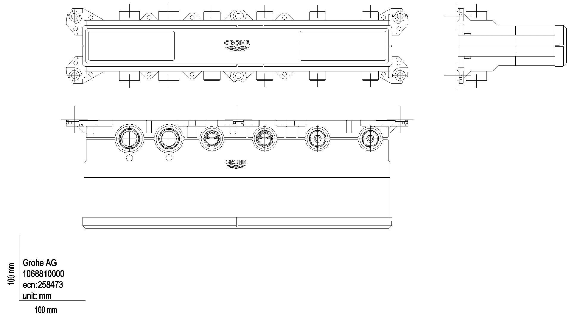 GROHE THM-UP-Einbaukörper GRT Aqua Tiles 106881 4 Ventile
