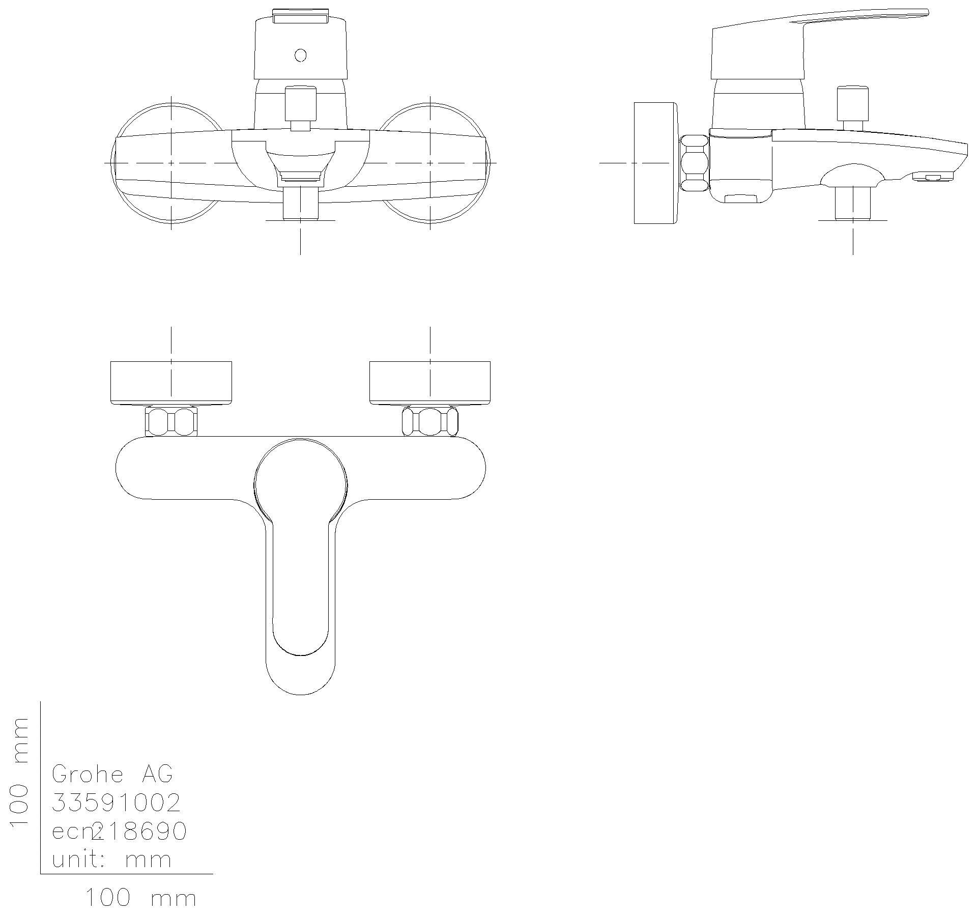 GROHE Einhand-Wannenbatterie Eurostyle C 33591_2 Wandmontage chrom