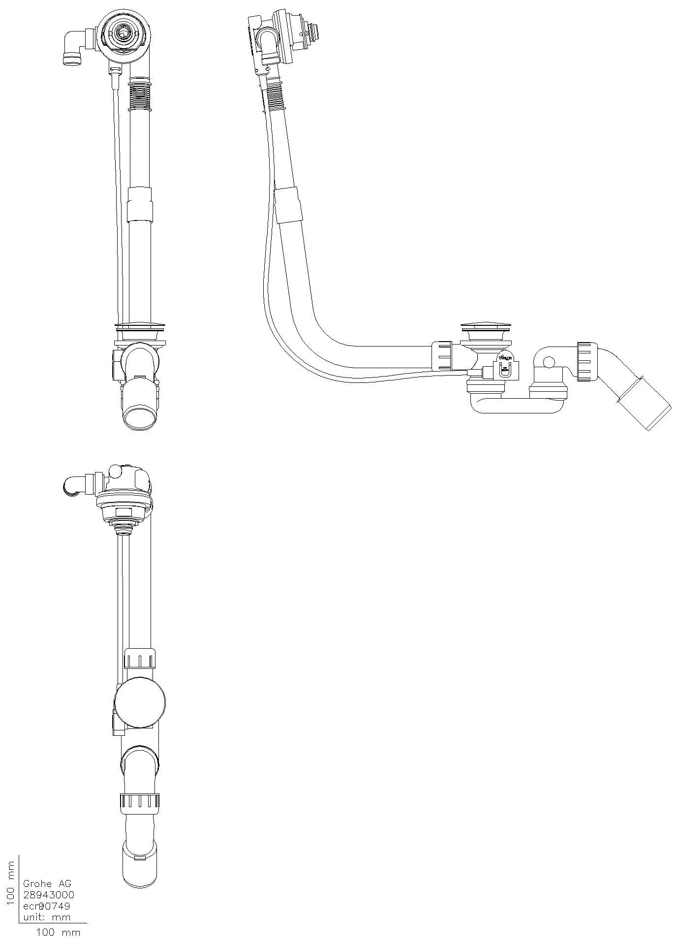 GROHE Wannenab- und Überlaufgarnitur Talento 28943 Unterbau für Sonderwannen