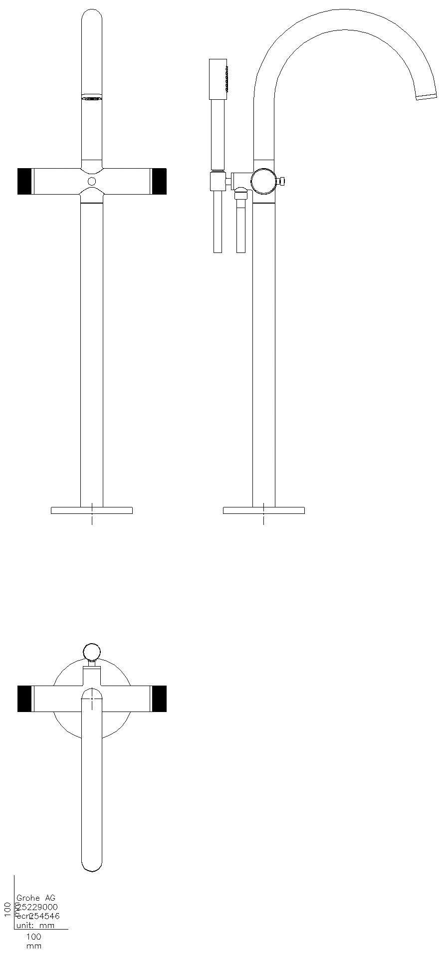 GROHE Wannenbatterie Atrio Private C. 25229 Bodenm. Knopfbet. satin graphite