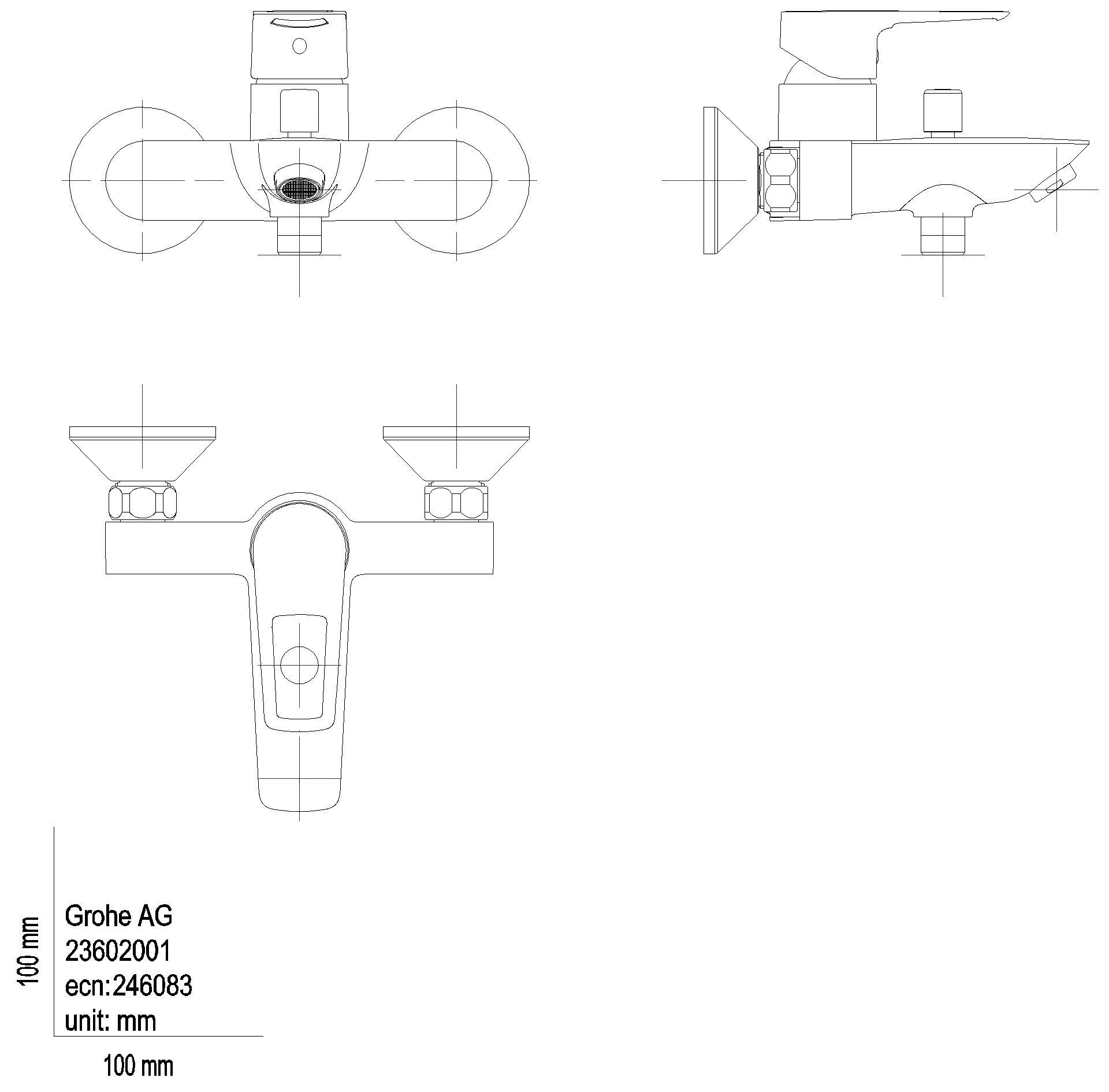 GROHE EH-Wannenbatterie BauLoop 23602_1 Wandmontage eigensicher chrom