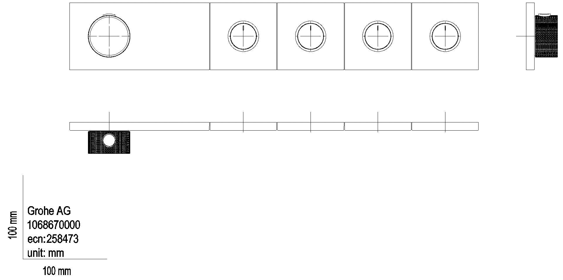 GROHE UP-Thermostat Grohtherm Aqua Tiles 106867 FMS 4 ASV chrom